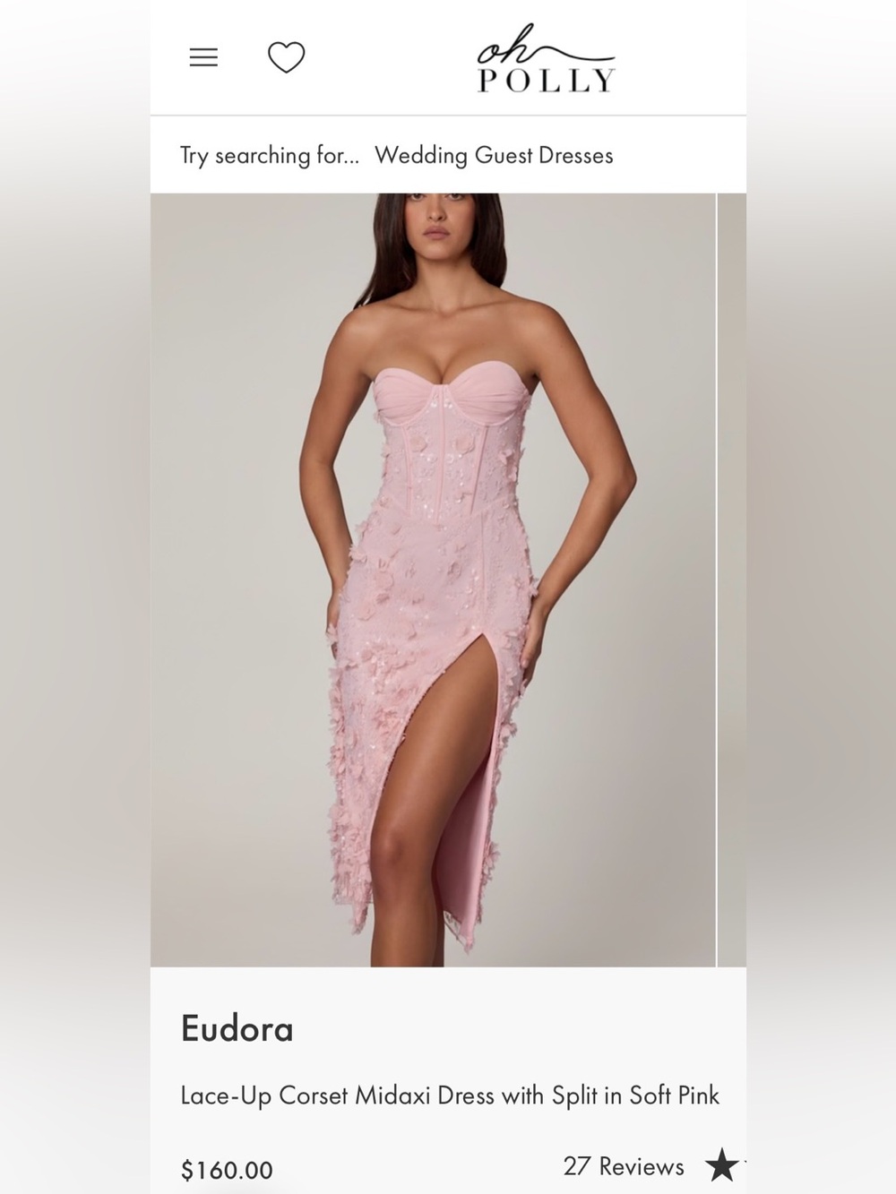 Oh Polly Eudora Lace-Up Corset Midaxi Dress w/ slit in Lilac - Picture 5 of 5